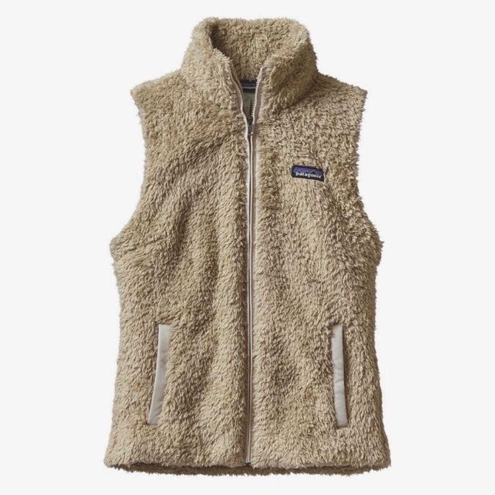 Patagonia Los Gatos Vest Women’s Size Large Full Zip Sherpa Tan Fall Winter